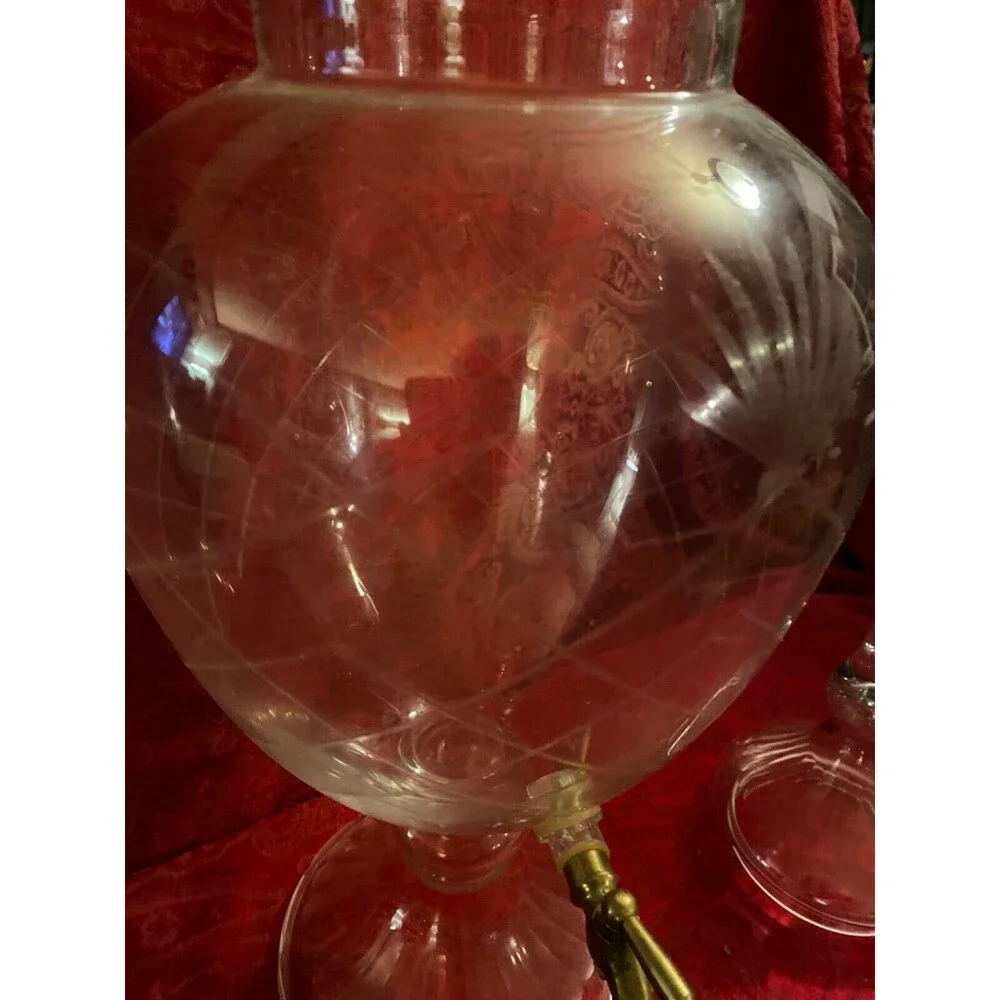 Vintage Princess House etched Glass Drink Dispenser with Lid